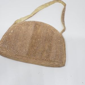 Vintage Pearl Covered Evening Purse Bag Zippered. For Christmas or New Years Eve